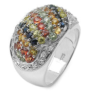 Bids.com 2.75 Carat Genuine Multi Sapphire .925 Sterling Silver Ring Rings White Smoke size 7.00,size 6.00,size 8.00,size 9.00