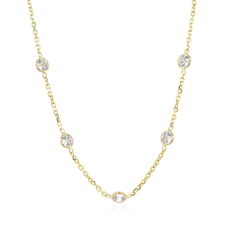 Bids.com 14k Yellow Gold CZ By the Yard Long Links Necklaces White Smoke 16 / Yellow Gold,18 / Yellow Gold,38 / Yellow Gold
