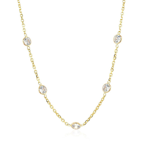 Bids.com 14k Yellow Gold CZ By the Yard Long Links Necklaces White Smoke 16 / Yellow Gold,18 / Yellow Gold,38 / Yellow Gold