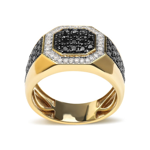 Bids.com Men's 10K Yellow Gold 1 1/4 Cttw White and Treated Black Diamond Octagonal Halo Band Ring (I-J Color, I2-I3 Clarity) - Ring Size 10 Rings White Smoke 9 / Yellow.Gold,11 / Yellow.Gold,12 / Yellow.Gold,10 / Yellow.Gold,8 / Yellow.Gold
