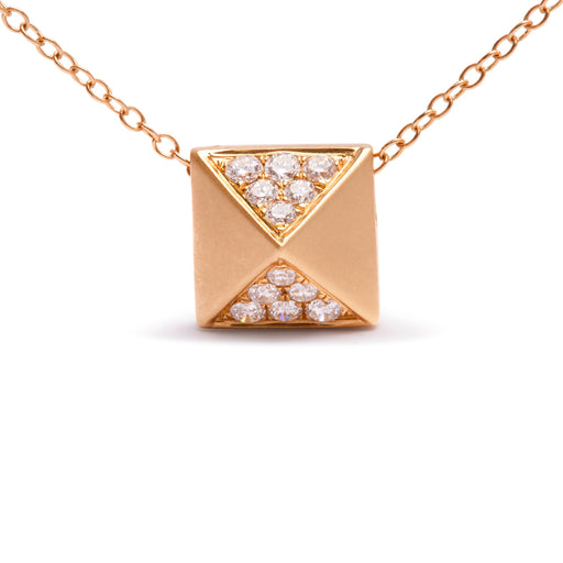 Bids.com 14K Yellow Gold 1/4 Cttw Diamond Matte Finished Pyramid Pendant Necklace (G-H Color, SI1-SI2 Clarity) - 18 Inches Necklaces White Smoke Yellow.Gold / 18