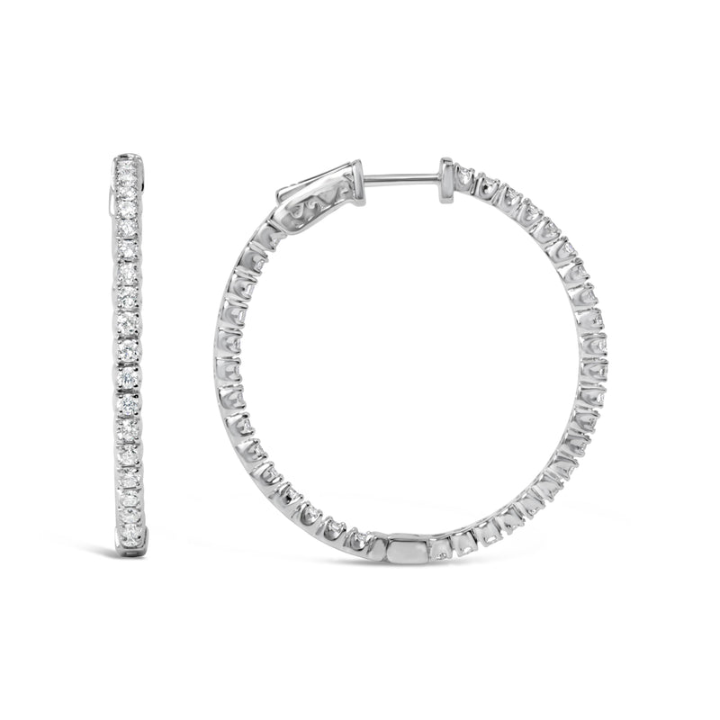Bids.com 14K White Gold 1 3/4 Cttw Lab Grown Diamond Inside Out Hoop Earrings (G-H Color, VS2-SI1 Clarity) Earrings White Smoke White.Gold / 1.76