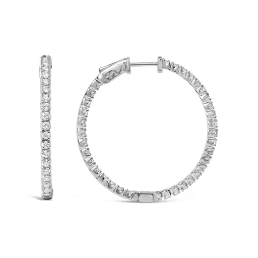 Bids.com 14K White Gold 1 3/4 Cttw Lab Grown Diamond Inside Out Hoop Earrings (G-H Color, VS2-SI1 Clarity) Earrings White Smoke White.Gold / 1.76