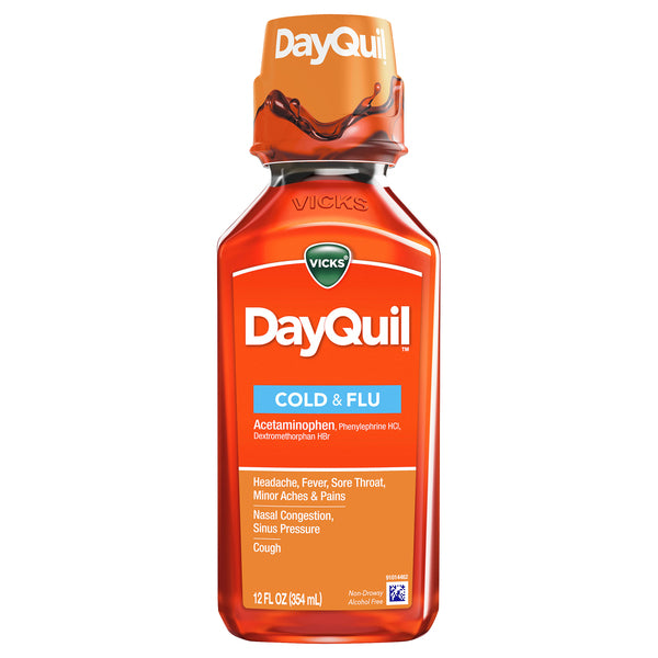 Vicks Vicks DayQuil Cold & Flu Relief Liquid - Acetaminophen - 12 Fl Oz Health & Beauty White Smoke
