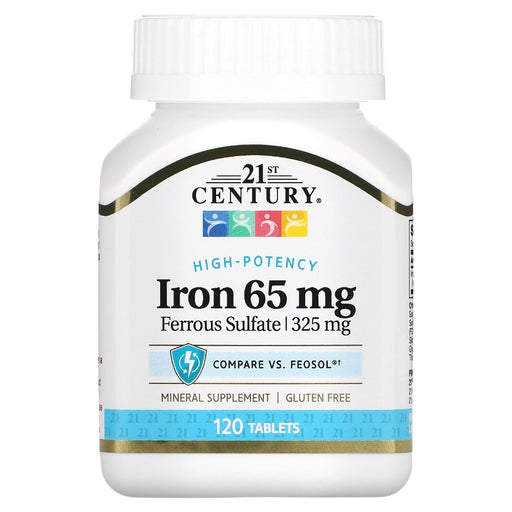 21st Century 21st Century Ferrous Sulfate 65mg Iron Supplement – 100 Tablets – Supports Iron Deficiency & Vitality Vitamins & Supplements White Smoke