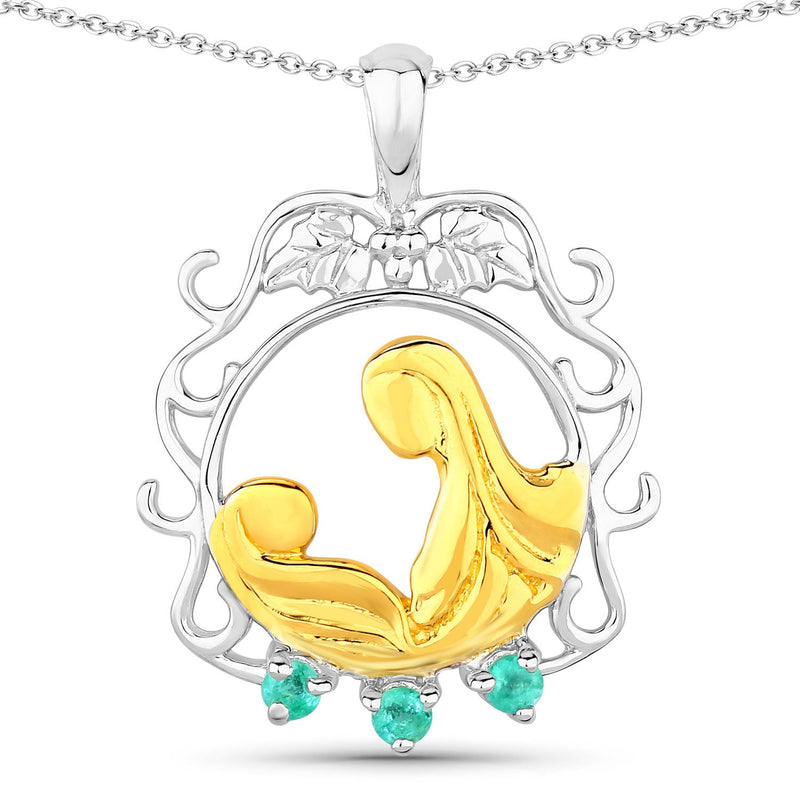 Bids.com 0.09 Carat Genuine Emerald .925 Sterling Silver Pendant Pendants White Smoke size 18.00