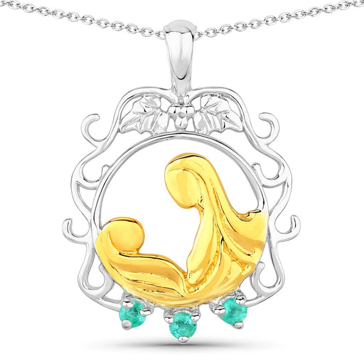 Bids.com 0.09 Carat Genuine Emerald .925 Sterling Silver Pendant Pendants White Smoke size 18.00