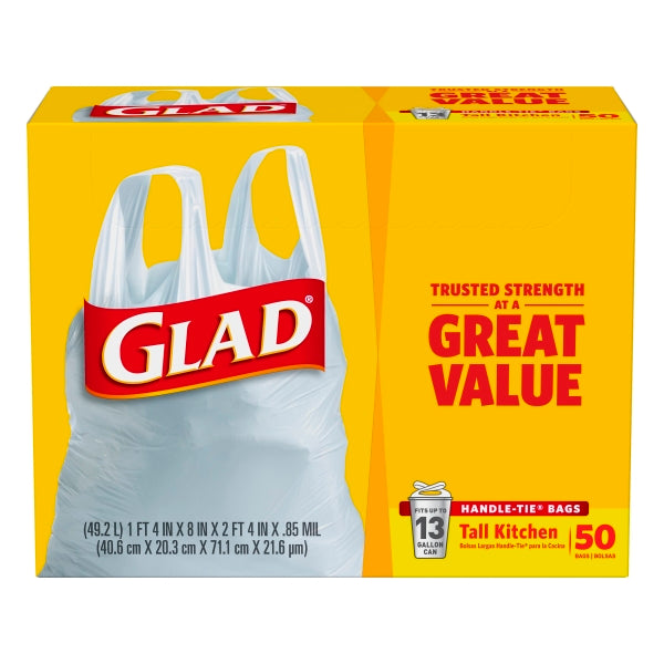 Glad Glad Tall Handle-Tie Kitchen Trash Bags - 13 Gallon Paper & Plastic Shopping Bags Orange