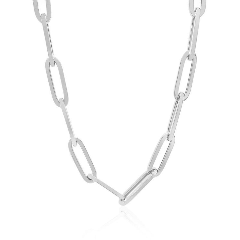 Bids.com 14K White Gold Wide Paperclip Chain (6.1mm) Necklaces White Smoke 18 / White Gold