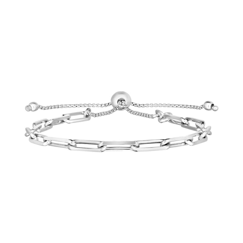Bids.com Sterling Silver Paperclip Chain Adjustable Bracelet Bracelets White Smoke 9.25 / Sterling Silver