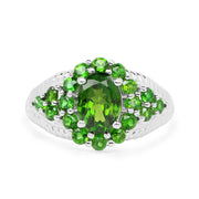 Bids.com 2.28 Carat Genuine Chrome Diopside .925 Sterling Silver Ring Rings White Smoke size 9.00,size 5.00,size 6.00,size 7.00,size 8.00,size 10.00