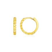 Bids.com 14k Yellow Gold Petite Textured Round Hoop Earrings Earrings White Smoke Yellow Gold