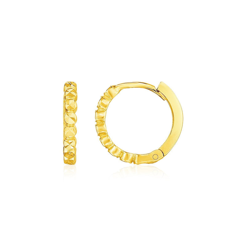 Bids.com 14k Yellow Gold Petite Textured Round Hoop Earrings Earrings White Smoke Yellow Gold