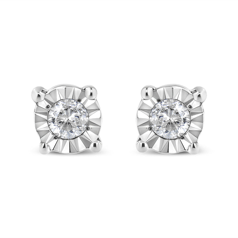 Bids.com 10K Yellow Gold Plated .925 Sterling Silver 1/10 Cttw Round Brilliant-Cut Diamond Miracle-Set Stud Earrings (J-K Color, I3 Clarity) Earrings White Smoke 0.1 / White.Sterling Silver,0.1 / Rose.Sterling Silver,0.1 / Yellow.Sterling Silver