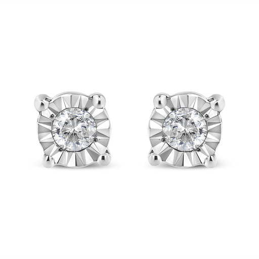 Bids.com 10K Yellow Gold Plated .925 Sterling Silver 1/10 Cttw Round Brilliant-Cut Diamond Miracle-Set Stud Earrings (J-K Color, I3 Clarity) Earrings White Smoke 0.1 / White.Sterling Silver,0.1 / Rose.Sterling Silver,0.1 / Yellow.Sterling Silver