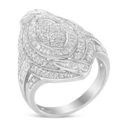 Bids.com .925 Sterling Silver & 1-1/8 Cttw Diamond Marquise Shaped Cluster Triple Halo Knot Cocktail Fashion Ring (I-J Color, I2-I3 Clarity) - Size 6 Rings White Smoke 8 / White.Sterling Silver,6 / White.Sterling Silver,7 / White.Sterling Silver,7.75 / White.Sterling Silver,7.5 / White.Sterling Silver,7.25 / White.Sterling Silver,6.75 / White.Sterling Silver,6.5 / White.Sterling Silver,6.25 / White.Sterling Silver