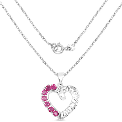 Bids.com 0.91 Carat Genuine Ruby .925 Sterling Silver Pendant Pendants White Smoke