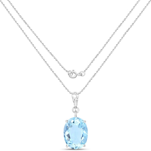 Bids.com 11.25 Carat Genuine Swiss Blue Topaz .925 Sterling Silver Pendant Pendants White Smoke
