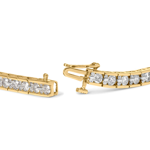 Bids.com 10K Yellow Gold 4.00 Cttw Channel Set Round Diamond Tennis 7" Bracelet (J-K Color, I1-I2 Clarity) Bracelets White Smoke Yellow.Gold / 7