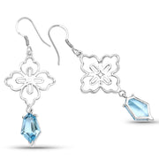 Bids.com 12.14 Carat Genuine Swiss Blue Topaz .925 Sterling Silver Earrings Earrings White Smoke