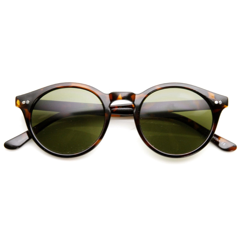 zeroUV Vintage Inspired Key Hole Round Spectacles P3 Sunglasses 7055 Sunglasses White Smoke Tortoise Green