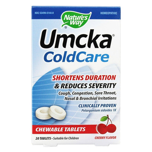 Nature's Way Nature's Way® Umcka® ColdCare, Cherry - 20 CT - Non-Drowsy Chewable Tablets Vitamins & Supplements White Smoke