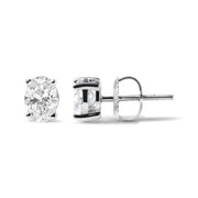 Bids.com 14K White Gold 3/4 Cttw Oval Shape Lab Grown Diamond Solitaire Stud Earrings (F-G Color, VS1-VS2 Clarity) Earrings White Smoke White.Gold / 0.75