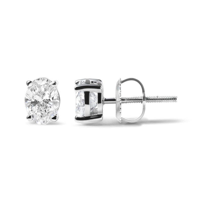 Bids.com 14K White Gold 3/4 Cttw Oval Shape Lab Grown Diamond Solitaire Stud Earrings (F-G Color, VS1-VS2 Clarity) Earrings White Smoke White.Gold / 0.75