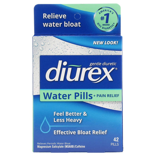 Diurex Diurex Water Pills + Pain Relief, Periodic Water Bloat & Cramp Reliever, 42 Count Medicine & Drugs Steel Blue