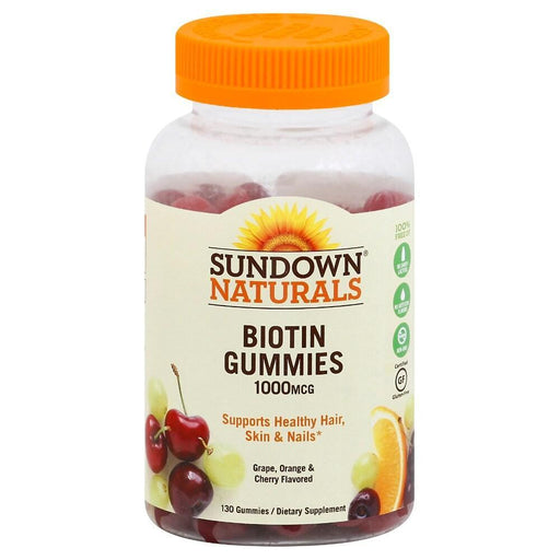 Sundown Naturals Sundown Naturals Biotin Gummies, Grape Orange Cherry, 1000 Mcg Vitamins & Supplements Antique White