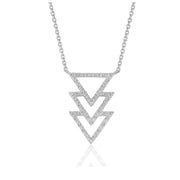 Bids.com Triple Triangle Pendant with Diamonds in 14k White Gold (1/5 cttw) Necklaces White Smoke 16 / White Gold