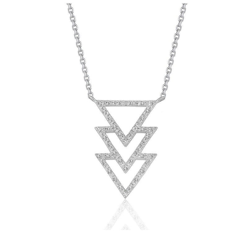 Bids.com Triple Triangle Pendant with Diamonds in 14k White Gold (1/5 cttw) Necklaces White Smoke 16 / White Gold