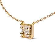 Bids.com 10K Yellow Gold 1/10 Cttw Round and Baguette Diamond Mosaic Composite Square 18" Inch Pendant Necklace (H-I Color, I1-I2 Clarity) Necklaces White Smoke Yellow.Gold / 18