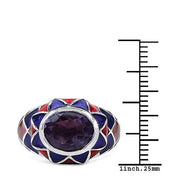 Bids.com 2.16 Carat Genuine Amethyst & White Diamond .925 Sterling Silver Ring Rings White Smoke size 8.00,size 6.00,size 7.00,size 9.00