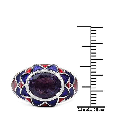 Bids.com 2.16 Carat Genuine Amethyst & White Diamond .925 Sterling Silver Ring Rings White Smoke size 8.00,size 6.00,size 7.00,size 9.00
