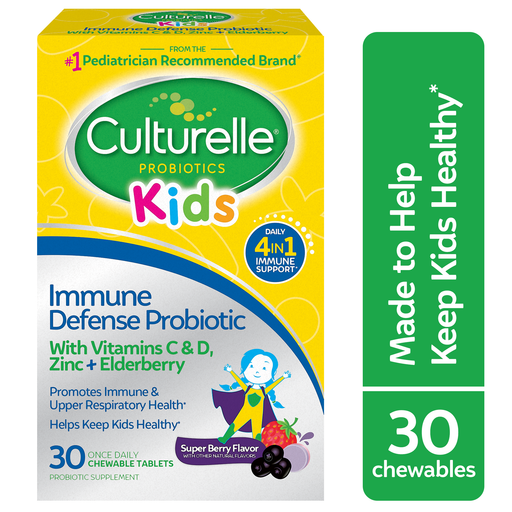 Culturelle Culturelle Kids Daily Immune Defense Probiotic + Elderberry, Vitamin C And Zinc Chewable For Oral Health - 30ct Vitamins & Supplements Sea Green