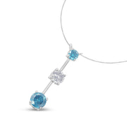 Bids.com 14K White Gold 1 1/2 cttw White and Treated Blue Diamond Pendant Necklace (H-I, I1-I2) Necklaces White Smoke White.Gold / 18