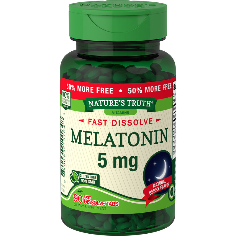 Nature's Truth Nature's Truth Melatonin, Fast Dissolve Sleep, 5 Mg, Tablets, Natural Berry Flavor Vitamins & Supplements White Smoke