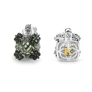 Bids.com 2.91 Carat Genuine Green Amethyst, White Sapphire & Green Diamond .925 Sterling Silver Earrings Earrings White Smoke