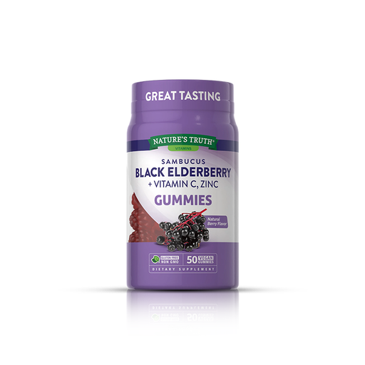 Nature's Truth Nature's Truth Sambucus Black Elderberry + Vitamin C & Zinc Vegan Gummies - Natural Berry Flavor 50ct Vitamins & Supplements White Smoke