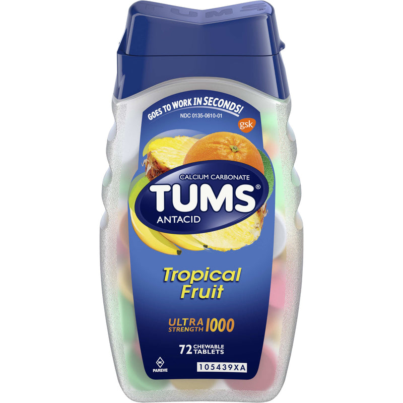 Tums Tums Ultra Strength Tropical Fruit Antacid Chewable Tablets 72ct Health & Beauty White Smoke