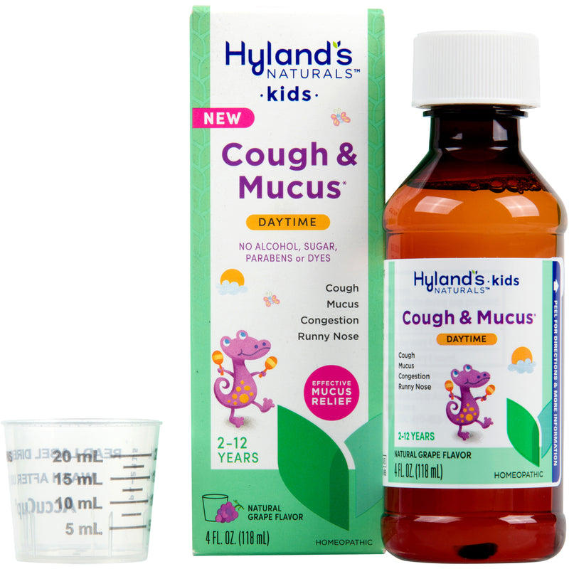 Hyland's Naturals Hyland's Naturals Cough & Mucus, Daytime, Kids, Natural Grape Flavor 4 Fl Oz Grapes White Smoke