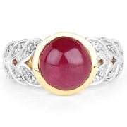 Bids.com 5.11 Carat Glass Filled Ruby and White Topaz .925 Sterling Silver Ring Rings White Smoke size 6.00,size 8.00,size 7.00,size 9.00,size 5.00