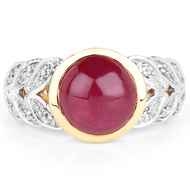 Bids.com 5.11 Carat Glass Filled Ruby and White Topaz .925 Sterling Silver Ring Rings White Smoke size 6.00,size 8.00,size 7.00,size 9.00,size 5.00