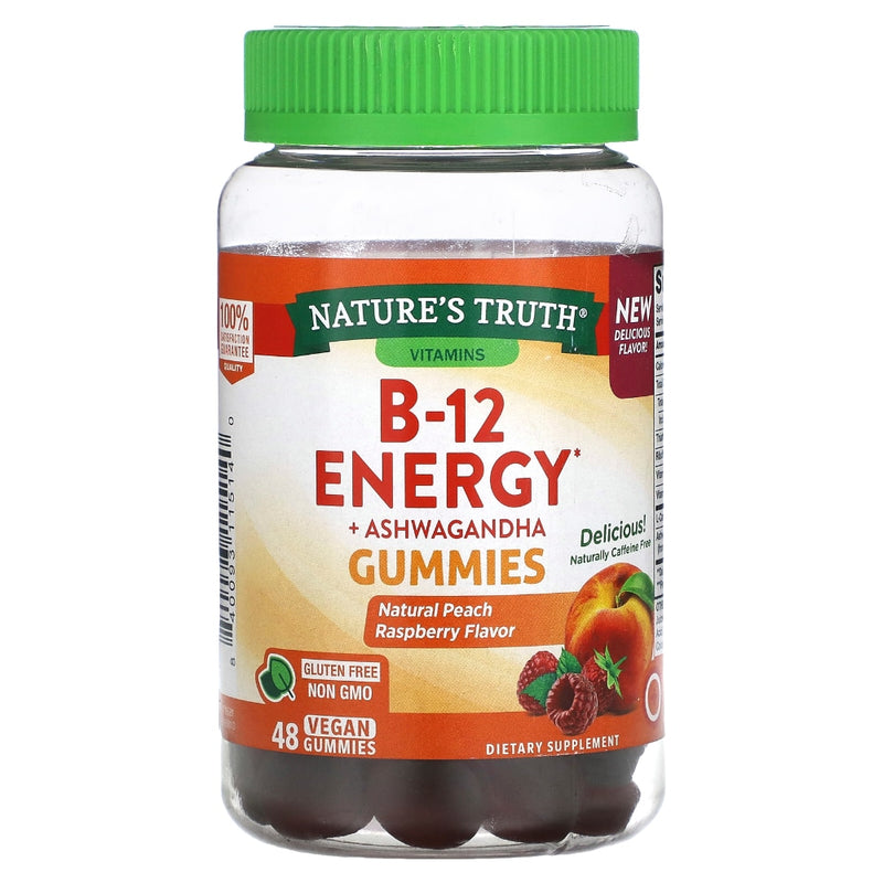 Nature's Truth Nature's Truth B-12 Energy, Vegan Gummies, Natural Peach Raspberry Flavor Vitamins & Supplements White Smoke