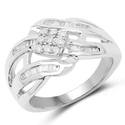 Bids.com 0.62 Carat Genuine White Diamond .925 Sterling Silver Ring Rings White Smoke size 7.00,size 6.00,size 8.00,size 9.00,size 5.00