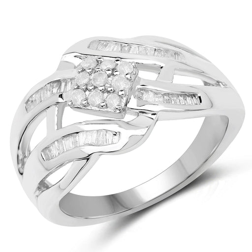 Bids.com 0.62 Carat Genuine White Diamond .925 Sterling Silver Ring Rings White Smoke size 7.00,size 6.00,size 8.00,size 9.00,size 5.00