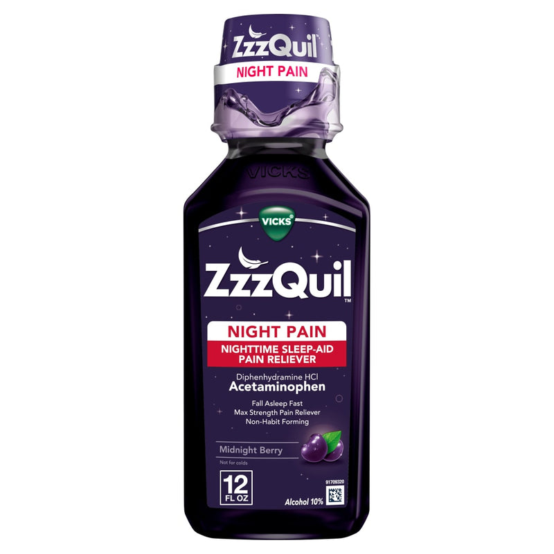 Vicks Vicks Nighttime Sleep-Aid Pain Reliever, Night Pain, Midnight Berry 12 Fl Oz Medicine & Drugs White Smoke