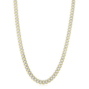 Bids.com 14k Yellow Gold White Pave High Polish Modern Lite Miami Cuban Chain (8.0mm) Necklaces White Smoke 22 / Two-Tone Gold
