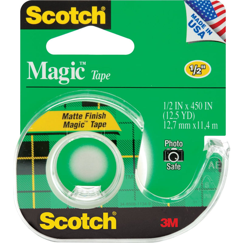 Scotch Scotch 810 Magic Tape In Dispenser, 0.50 X 450 Inches, Matte Clear Wig Glue & Tape Sea Green